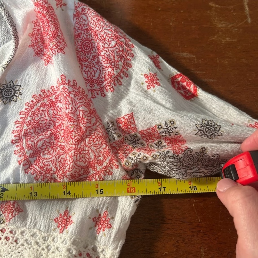 Vintage Y2K‎ Geometric White Babydoll Crochet M Fairy Whimsigoth Long Sleeve Top - Picture 6 of 7